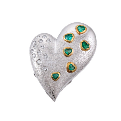 0.83ct Emerald & Diamond Brooch