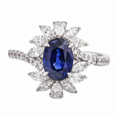 1.66ct Sapphire & Diamond Ring 18ct Gold