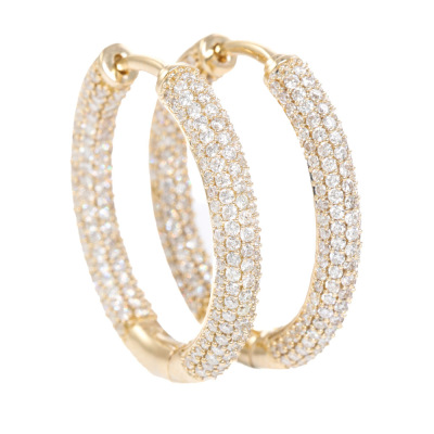 2.04ct Diamond Hoop Earrings 14ct Yellow Gold