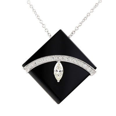 0.67ct Diamond & Onyx Pendant