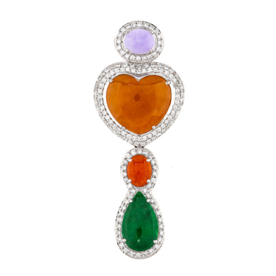 13.05ct Jade & Diamond Brooch Pendant