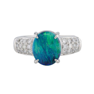 2.37ct Opal & 0.48ct Diamond Platinum Ring