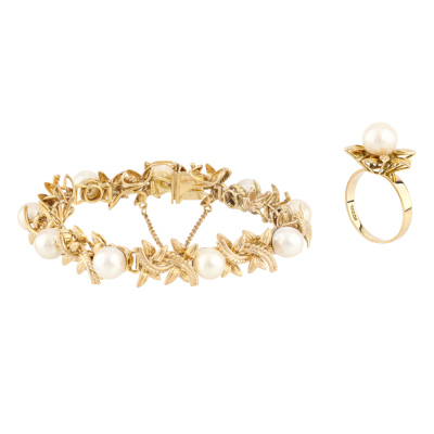Culture Pearl Bracelet & Ring Set