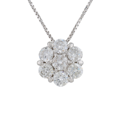 1.50ct Diamond Cluster Pendant 18ct White Gold