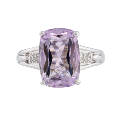 5.00ct Kunzite & Diamond Ring 18ct White Gold