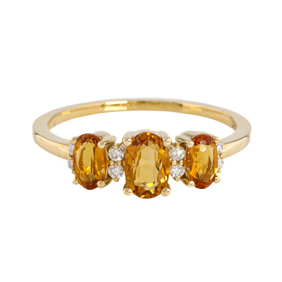 0.83ct Citrine & Diamond Ring 14ct Yellow Gold