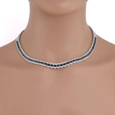 14.28ct Sapphire & Diamond Necklace 18ct Gold
