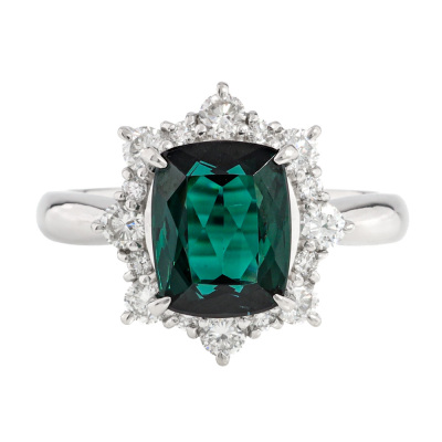3.64ct Green Tourmaline & Diamond Ring