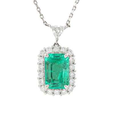 3.42ct Colombian Emerald & Diamond Pendant