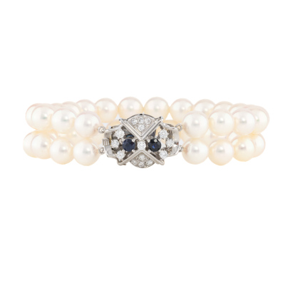 Two Row 7.8-7.5mm Akoya Pearl Bracelet