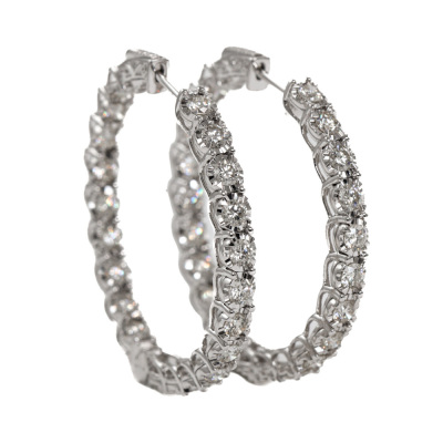 3.02ct Diamond Hoop Earrings
