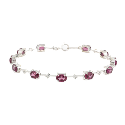 6.30ct Garnet & Diamond 18ct Gold Bracelet