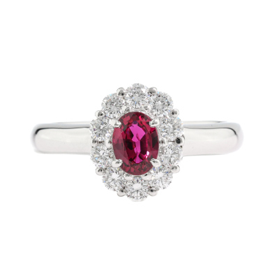 0.74ct Ruby & Diamond Platinum Ring