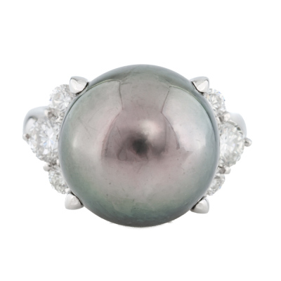 14.1mm Tahitian Pearl & Diamond Ring