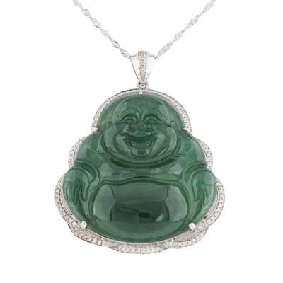 Jade & Diamond Buddha Pendant