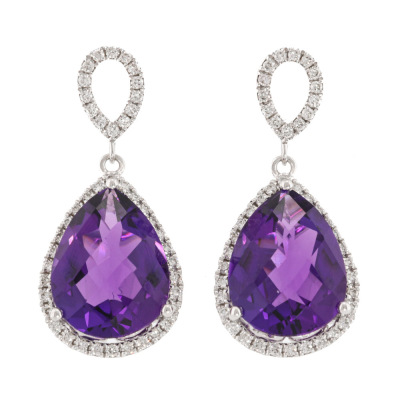 6.07ct Amethyst & Diamond Earrings