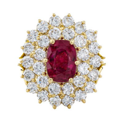 2.92ct Ruby & 2.51ct Diamond Ring 18ct yellow Gold