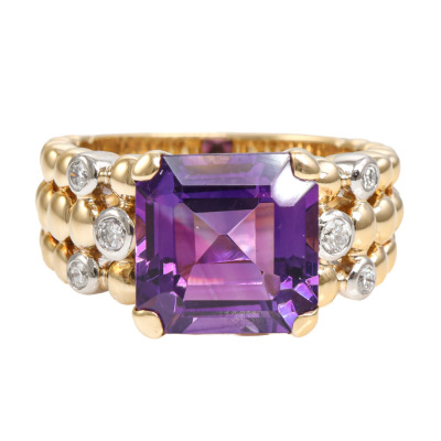 3.80ct Amethyst & Diamond Ring