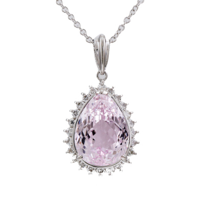7.59ct Kunzite & Diamond Pendant