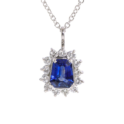 1.84ct Sapphire & Diamond Pendant