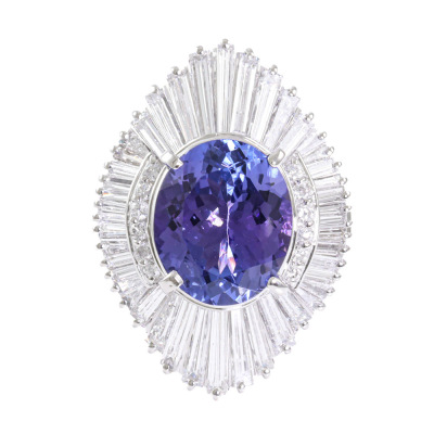 4.97ct Tanzanite and 2.38ct Diamond Ring