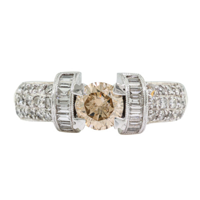 Champagne & White Diamond 1.31ct Ring 18ct Gold
