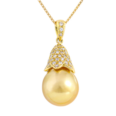 11.4mm South Sea Peal & Diamond Pendant