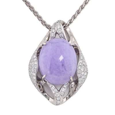 32.57ct Lavender Jade & Diamond Pendant
