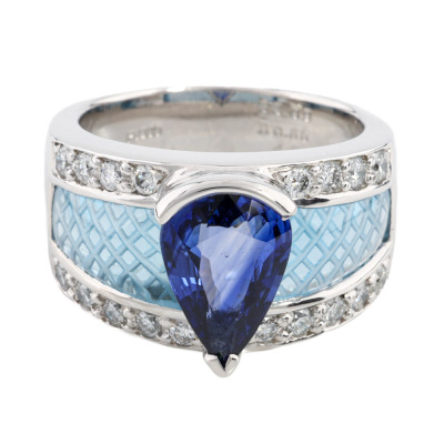 3.09ct Sapphire, Topaz & Diamond Ring