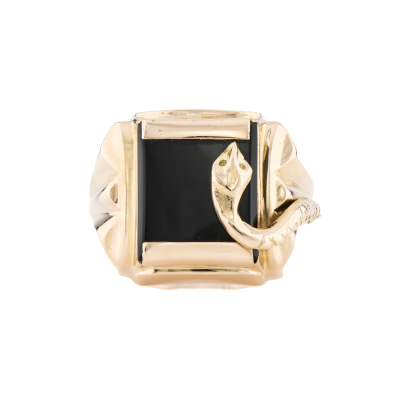 Mens Signet Ring with Onyx, 18ct Gold 14.4g