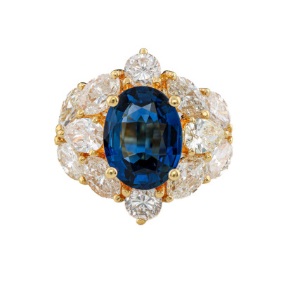 3.26ct Sapphire & 2.65ct Diamond Ring 18ct Gold