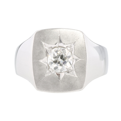 0.57ct Diamond Mens Ring, Platinum 17.6g