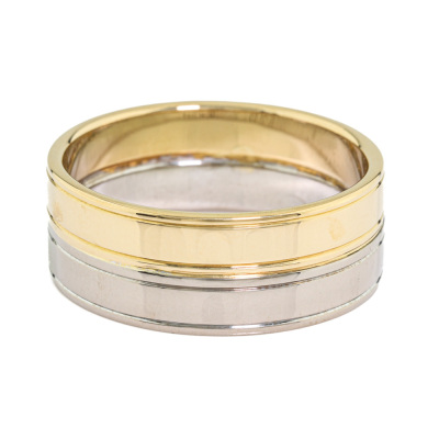 Two Tone Mens Band Ring 18ct Gold 13.4g