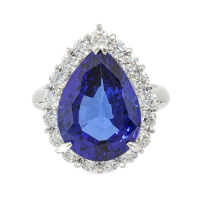 12.26ct Tanzanite & 1.51ct Diamond Ring