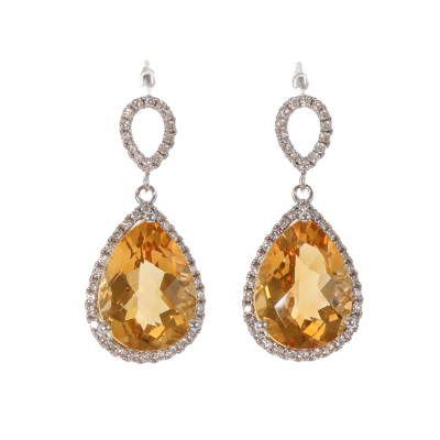 7.23ct Citrine & Diamond Earrings