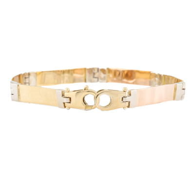 18ct Tricolour Gold Link Bracelet 14.9g