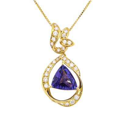 4.29ct Tanzanite and Diamond Pendant