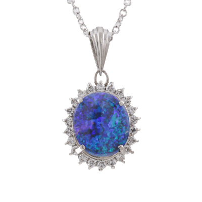 2.63ct Black Opal & Diamond Pendant