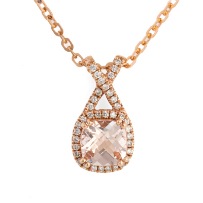 0.79ct Morganite and Diamond Pendant