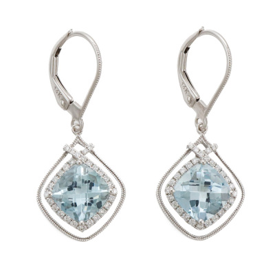2.62ct Aquamarine and Diamond Earrings