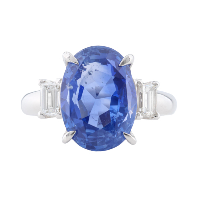 8.30ct Unheated Sapphire & Diamond Ring GIA