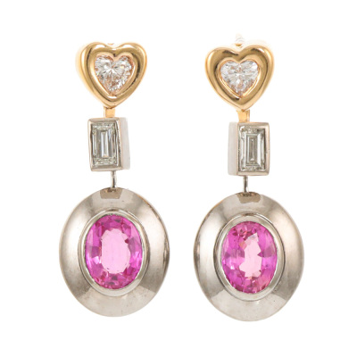 2.80ct Pink Sapphire & Diamond Earrings