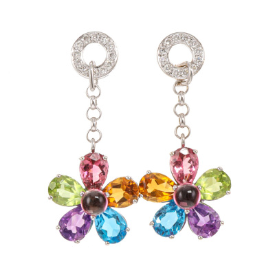 Multicolour Gemstone & Diamond Earrings