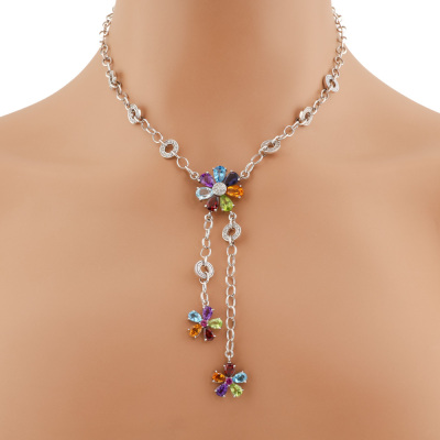 Multicolour Gemstone & Diamond Necklace
