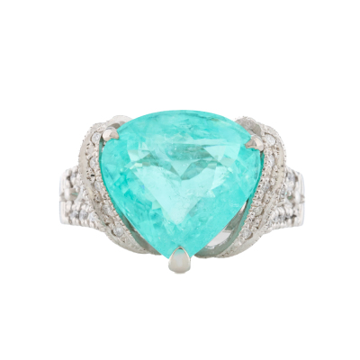 5.10ct Paraiba Tourmaline & Diamond Ring GIA