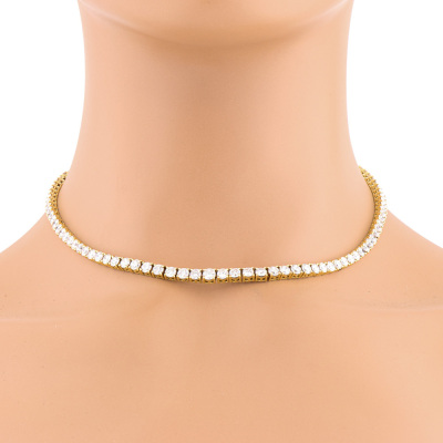 17.00ct Diamond Tennis Gold Necklace