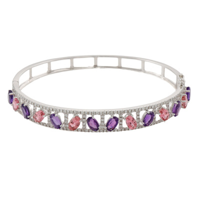 Amethyst, Tourmaline & Diamond Bangle