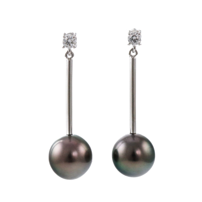 10.3-10.1mm Tahitian & Diamond Earrings
