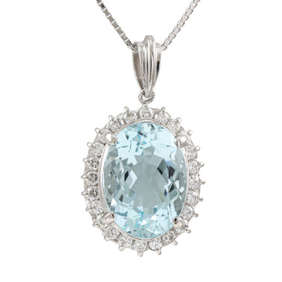 5.55ct Aquamarine & Diamond Pendant