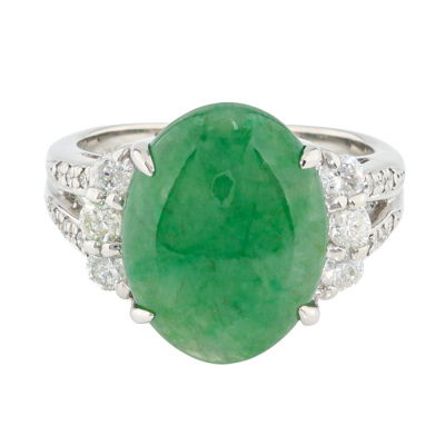 6.38ct Jade & Diamond Ring